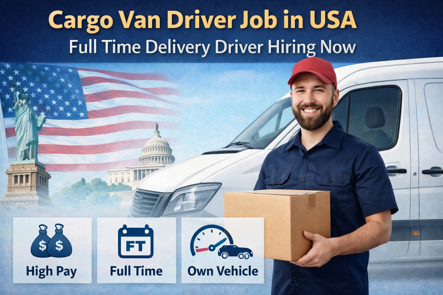 Cargo Van Driver Job in USA 2026 – Own Vehicle Required, $27–$40/Hour Apply Now